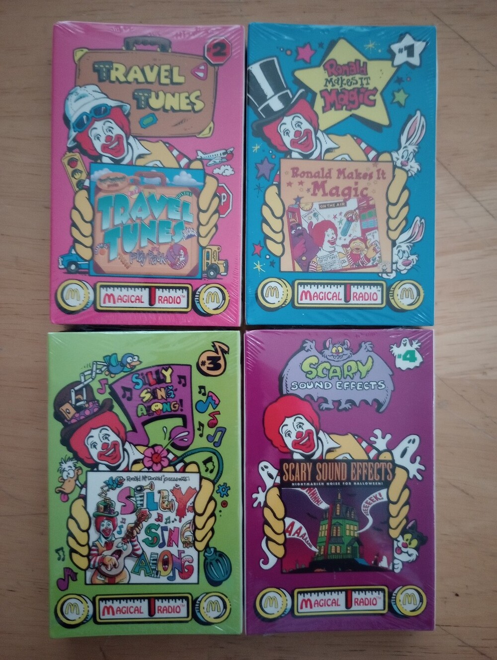 1995 McDonald's Magical Radio Cassettes -Complete Set Of 4 New In Original Wrap